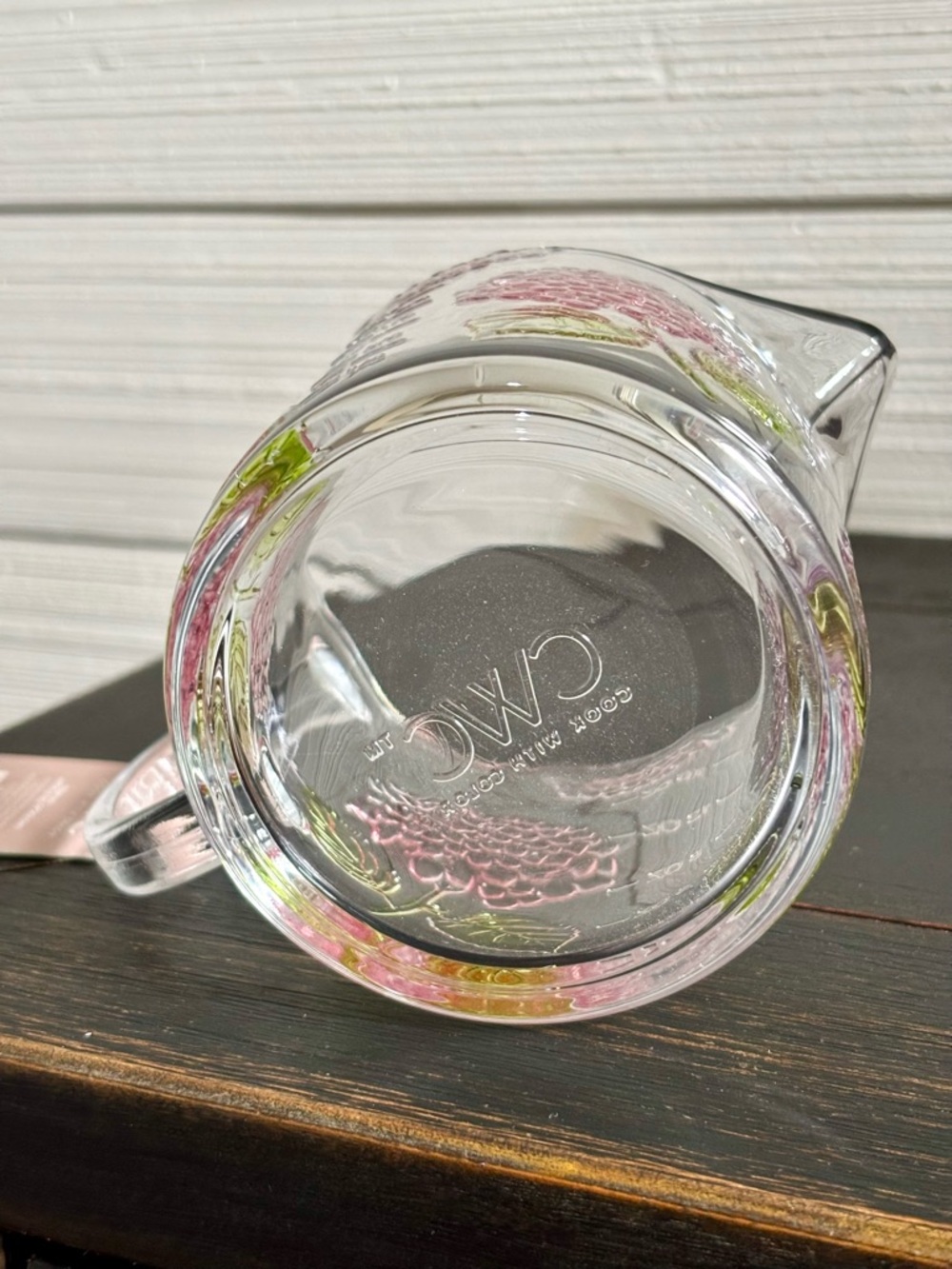 CWC Glass Measuring Cup 16oz ~ 2 Cups PINK HYDRANGEA Design NEW Microwaveable - Picture 8 of 8